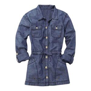 Eddie Bauer‎ Womens S Chambray Cinch Waist Button Down Lightweight Jacket
